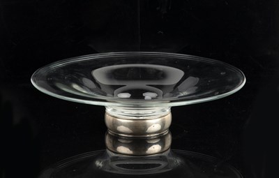 Lot 420 - Large glass dish with silver footrim Of...
