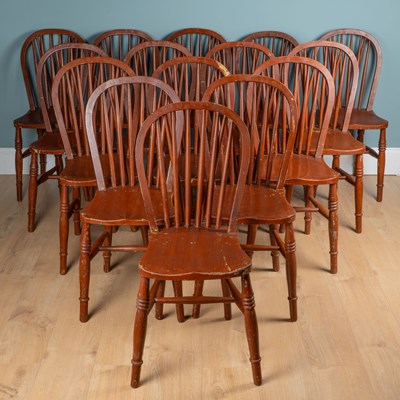 Lot 1021 - Fifteen stick-back kitchen chairs