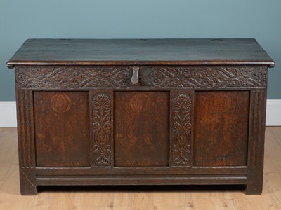 Lot 1169 - A 17th century oak coffer