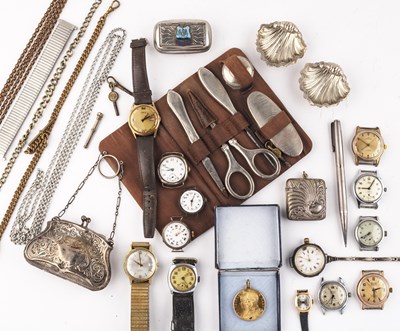 Lot 338 - Collection of watches, silver and...