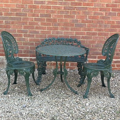 Lot 1327 - A green-painted aluminium garden suite