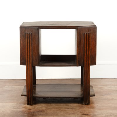 Lot 69 - Art Deco Oak, book table, with shaped top on...