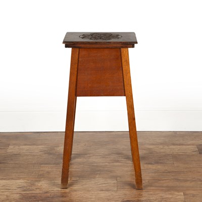 Lot 21 - Aesthetic movement  Oak, table with carved...