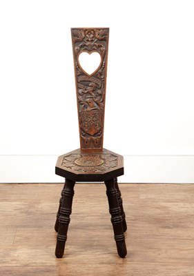 Lot 20 - Welsh spinners chair Oak, late 19th/early 20th...