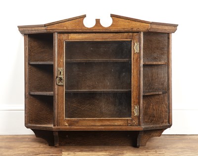 Lot 19 - Aesthetic movement Oak, glazed cabinet, with...