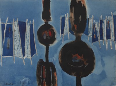 Lot 177 - Druie Bowett (1924-1998) Verticals in blue and...