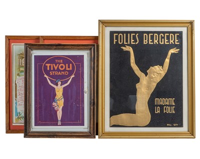 Lot 1151 - Three music hall programmes together with a programme for The Folies Bergère, all in frames.