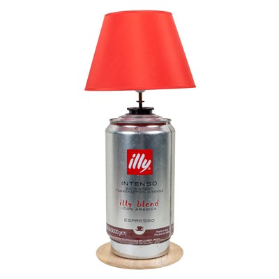 Lot 1126 - A table lamp converted from an Illy coffee can