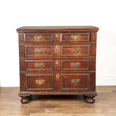 Lot 60A - Oak moulded front chest of drawers Late 17th...
