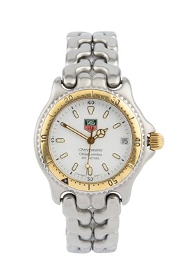 Lot 317 - A bi-colour chronometer bracelet watch by Tag...