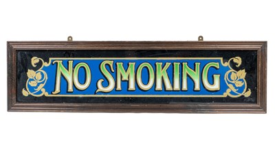 Lot 1183 - A reverse glass 'No Smoking' sign