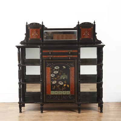 Lot 65 - Aesthetic movement Ebonised, breakfront...