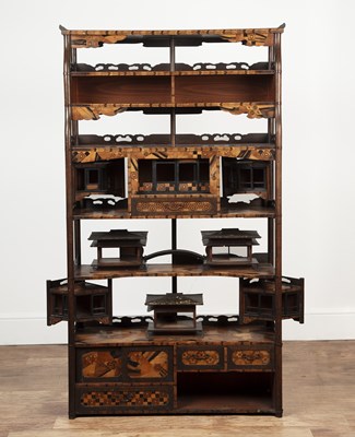 Lot 75 - Aesthetic Movement Japanese, marquetry inlaid...