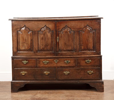 Lot 17 - Large Welsh oak mule chest 18th Century,...