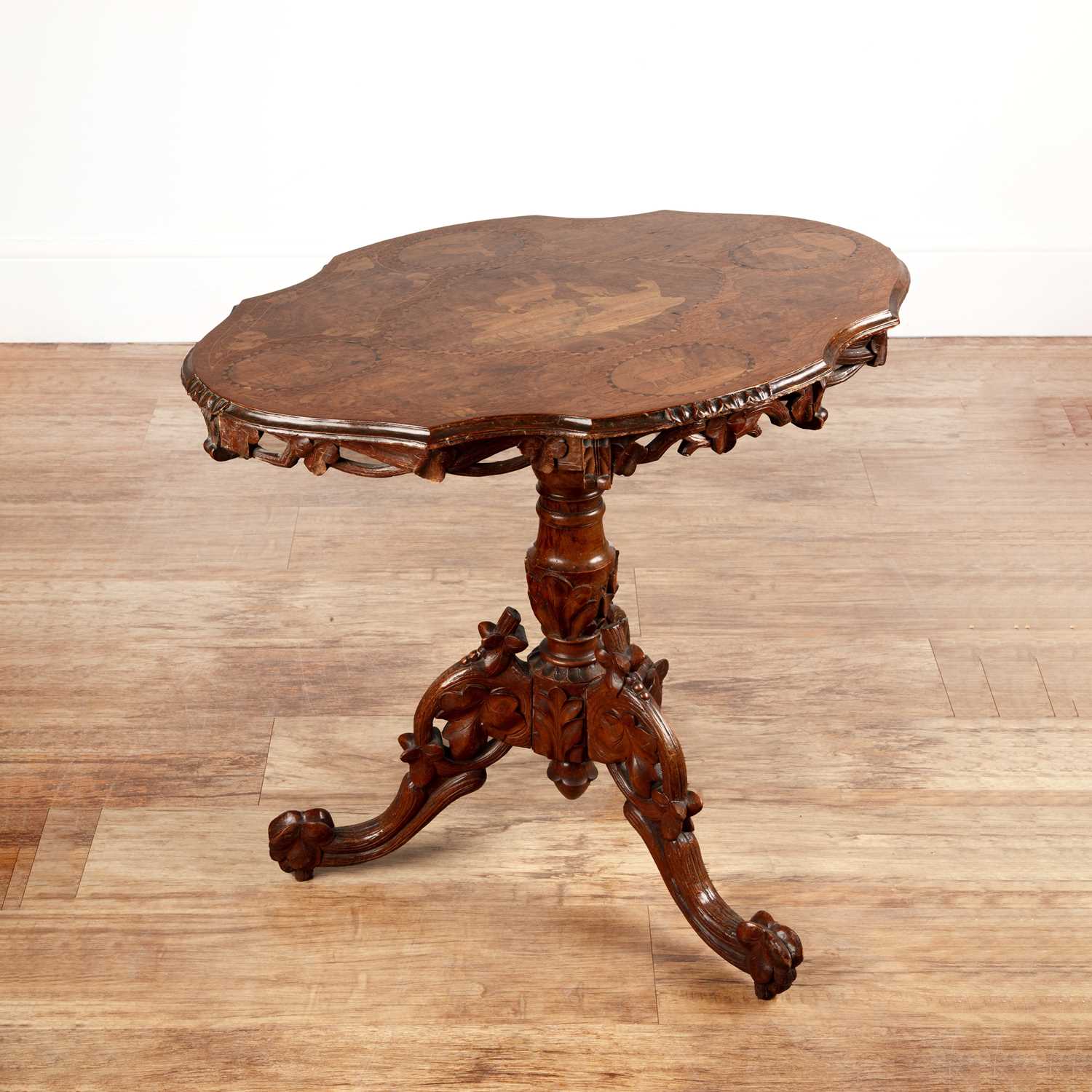 Lot 87 - Shaped inlaid occasional table Bavarian, 19th...