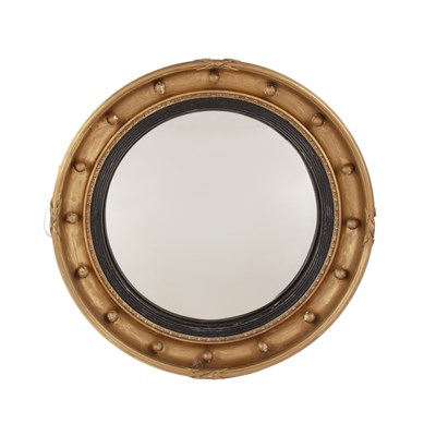Lot 16 - Small convex gilt wall mirror late Victorian,...