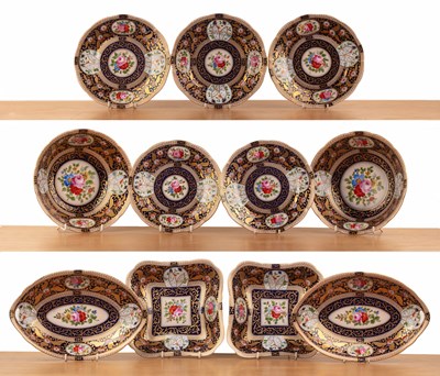 Lot 257 - Royal Crown Derby style part dessert service,...