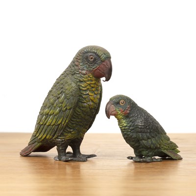 Lot Two tin model parrots early 20th Century,...