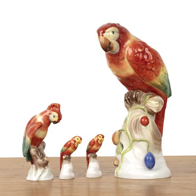Lot Herend Hungary, group of four porcelain poppy...
