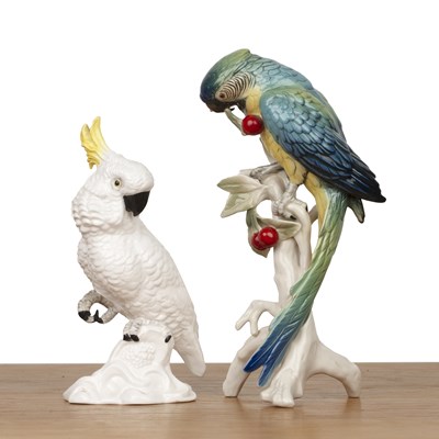 Lot Volkstedt Karl Enz porcelain model macaw...