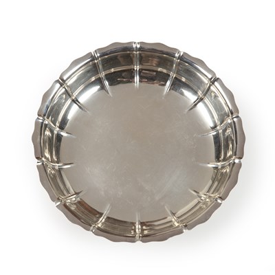 Lot 434 - Large silver pedestal bowl With shaped rim,...