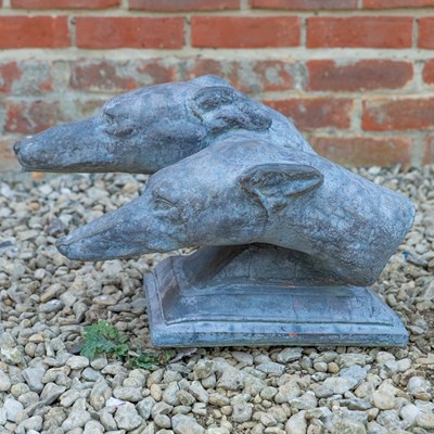 Lot 1258 - A pair of cast greyhound heads
