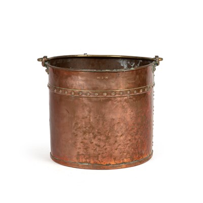 Lot 291 - A Victorian riveted copper bucket or wood bin