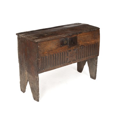 Lot 1140 - A 17th century oak six-plank coffer