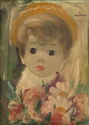Lot 184 - Nino Giuffrida (1924-2015) 'Child with flowers'...