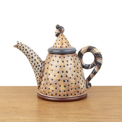 Lot 355 - Morgen Hall (1960-2016) Teapot, tin-glazed...