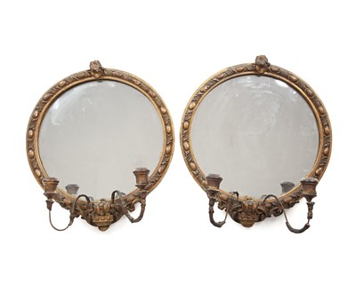 Lot 378 - A pair of of late 19th century girandole mirrors