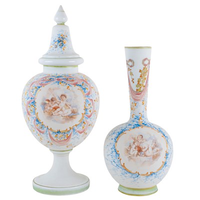 Lot 127 - Two French opaline glass vases