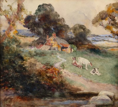 Lot 134 - 20th Century English School 'Cows by a cottage,...
