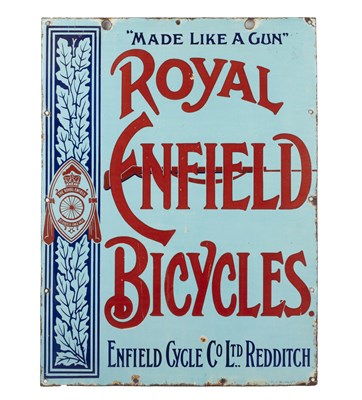 Lot 105 - Royal Enfield Bicycles Enamel advertising sign,...