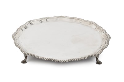 Lot 674 - A silver salver, with gadrooned and shaped...
