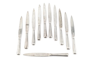 Lot 682 - A set of eleven Danish silver fruit knives,...