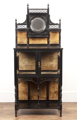 Lot 63 - Aesthetic movement Ebonised cabinet or stand,...