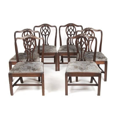 Lot 1344 - A set of six Georgian-style mahogany dining chairs