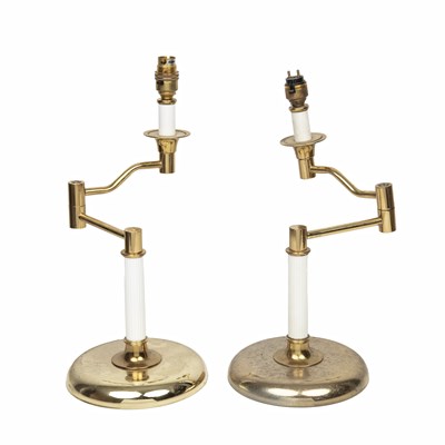 Lot 309 - A pair of brass adjustable lamps