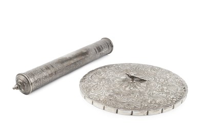 Lot 688 - An Egyptian silver backed circular hand mirror,...