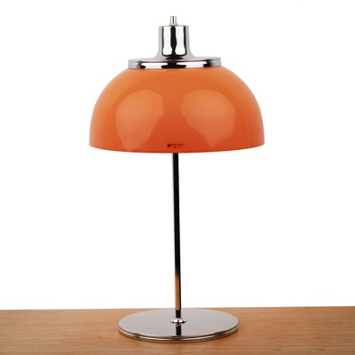Lot 99 - Harvey Guzzini Faso lamp, orange shade on...