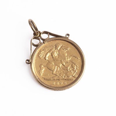 Lot 464 - Victorian half sovereign Dated 1898, in a 9ct...