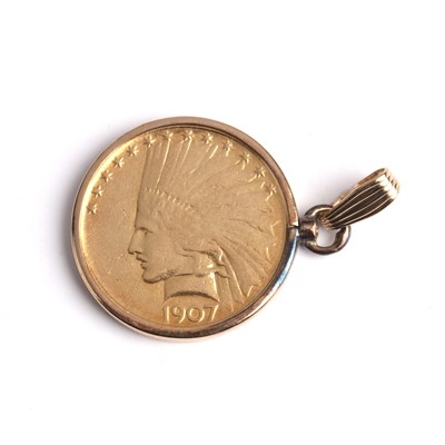 Lot 461 - Ten dollar (USA) coin Indian head, dated 1907,...