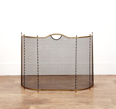 Lot 95 - Brass fire screen, 19th Century, of shaped...