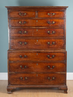 Lot 1245 - A George III mahogany chest on chest or tallboy