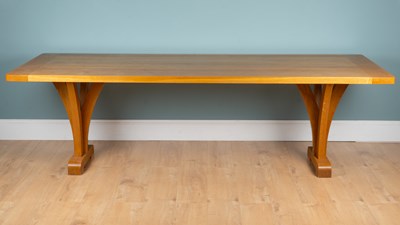 Lot 237 - A Contemporary oak twin-pedestal dining table