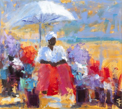 Lot 154 - Soraya French (b.1957) 'The flower seller',...