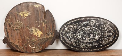 Lot 334 - Two panels Chinese and Japanese, the oval...
