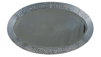 Lot 547 - An oval Arts & Crafts wall mirror