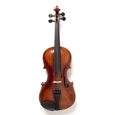 Lot 113 - A violin, with two-piece back, reddish brown...